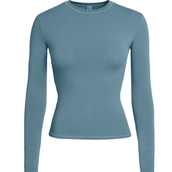 SKIMS Tops - SKIMS Cotton Jersey Long Sleeve T Shirt Womens Small Kyanite Crewneck Stretch